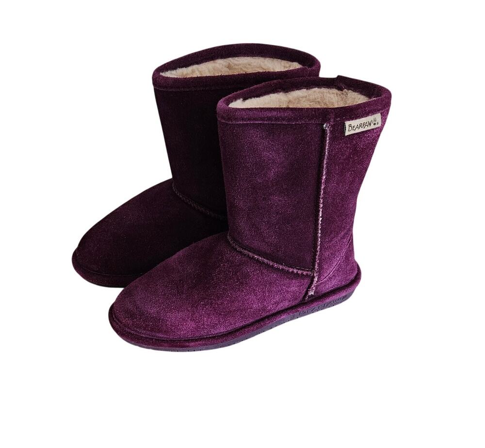 Bearpaw Emma Youth Short Boots Plum sz 3M EUC